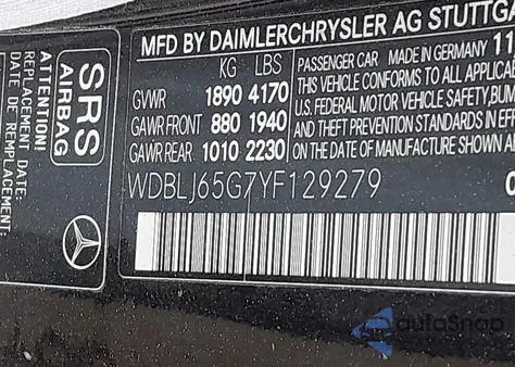 2000 Mercedes-Benz Clk 320 z USA, uszkodzony, nr VIN WDBLJ65G7YF129279